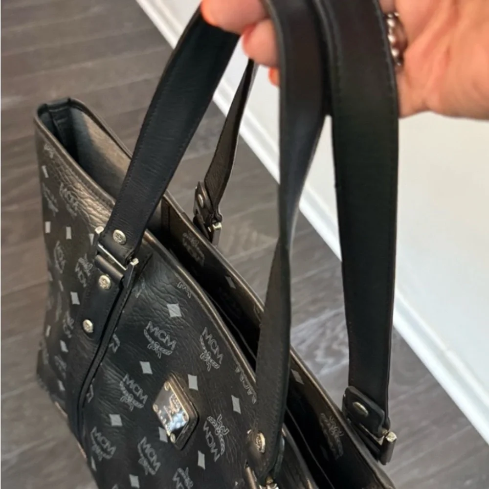 MCM Black and Gray Viestoe Tote Silver Hardware